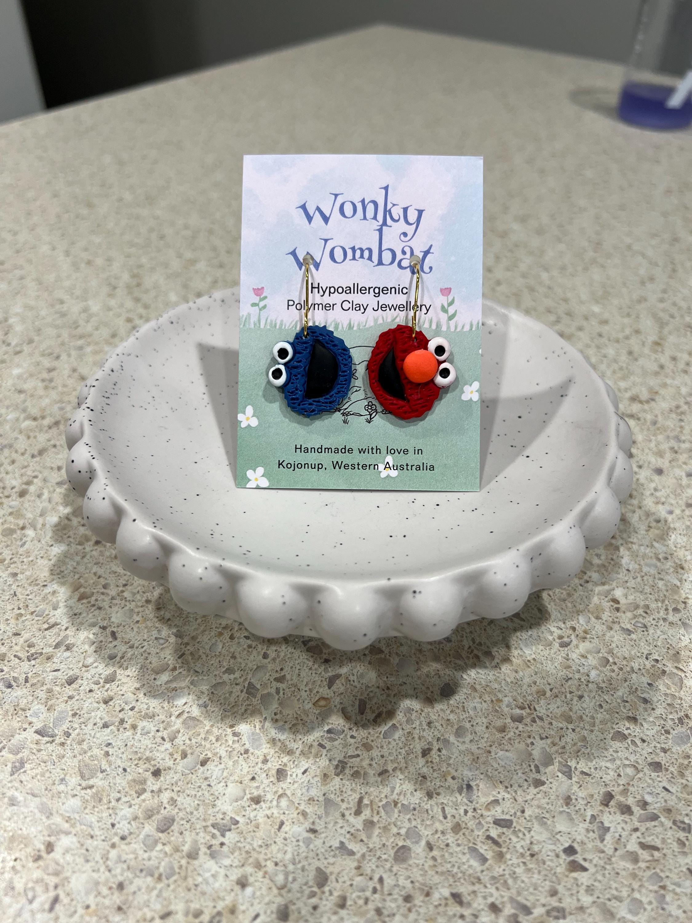Cookie Monster and Elmo Dangles