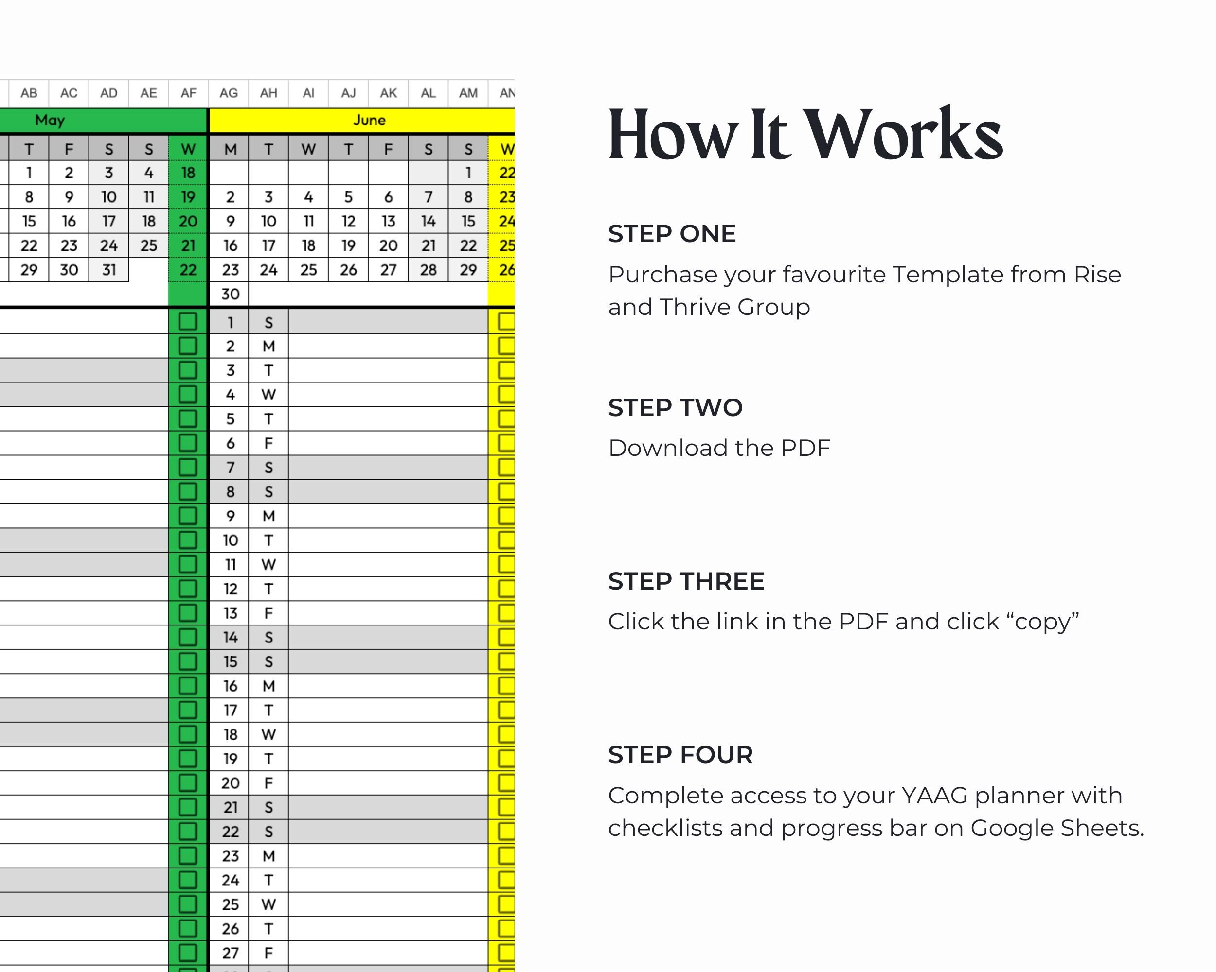 Rainbow Year at A Glance Planner Checklist With Progress Bar for Google ...