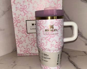White & Pink Stanley LoveShackFancy Bow Gift Box set 20 oz