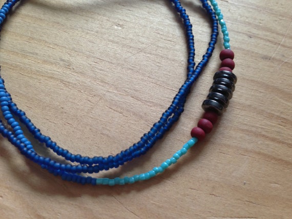 Items similar to Hand Beaded Hematite and Seed Bead Necklace- A healing ...
