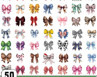 Pacchetto PNG di papillon, design PNG, fiocco civettuolo colorato, disegni di fiocchi civettuoli in seta, fiocco di pizzo carino, clipart femminile, download digitale