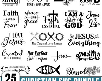 Pacchetto SVG cristiano, religioso, versetti della Bibbia in formato SVG, citazioni cristiane in formato SVG, scritture in formato SVG, Gesù in formato SVG, cristiano, file di taglio per Cricut Faith in formato SVG