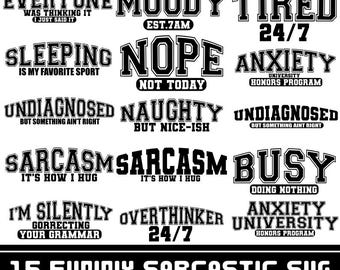 Pacchetto SVG di citazioni sarcastiche, divertenti disegni sarcastici (download digitale)