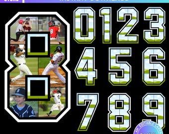 Numero sportivo Canva, collage di foto modificabile, 0-9 ideale per compleanni, anniversari, modello Canva per una cornice per collage di foto numerate