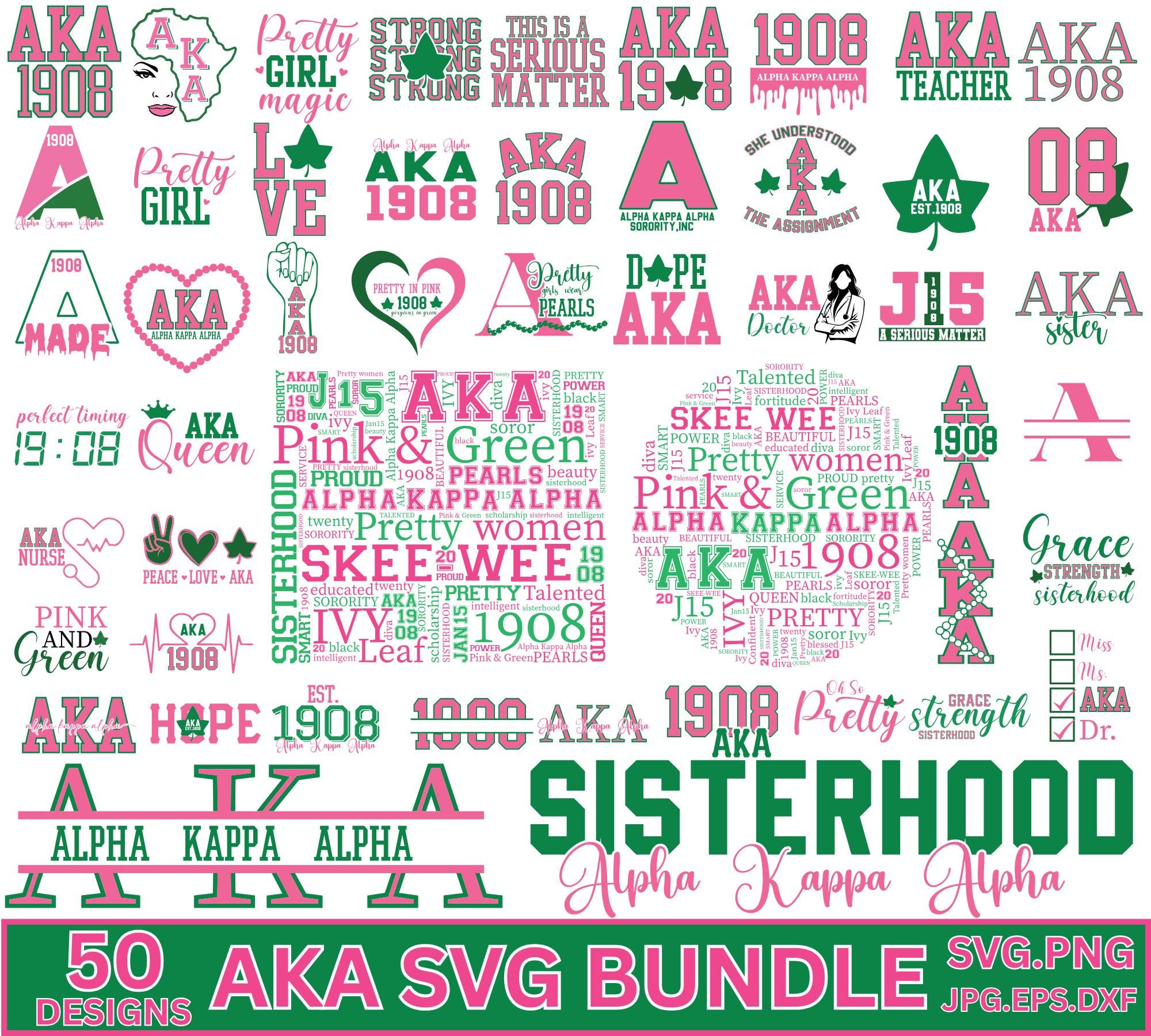 AKA Svg, Alpha Kappa Alpha Svg, AKA Letter Svg, Greek Letters, Pink and ...