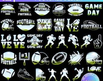 Pacchetto di cornici modificabili per il football americano su Canva, giocatore di football personalizzato, sport di gioco, trascina e rilascia, PNG per la giornata della partita con sublimazione, design per magliette