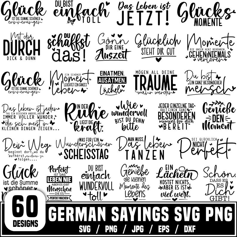 German Sayings Svg Bundle for Bags - Cricut & Plotter Designs - Gift Ideas, Instant Download image 1
