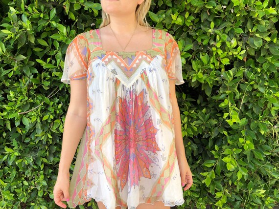 Bohemian 60s psychedelic mini dress
