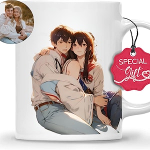 Custom Cartoon  Mug, Personalized Photo Gift, Gift For Him/Her, Custom Photo Rendering, Gift For Couple, Valentine, Anniversary