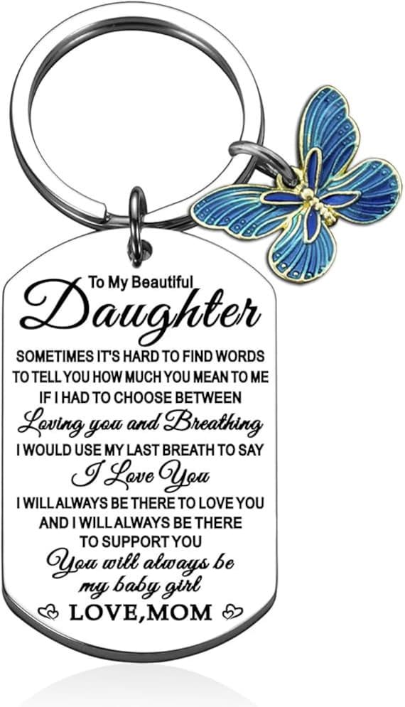 Personalized Daughter Keychain Custom Engraved Gift From Mom