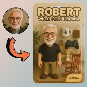 Gemeinsam Erinnerungen schaffen: Personalisiertes Actionfigur-Portrait für Dad & Kids | Kundenspezifischer Acrylkunst-Block