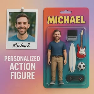 Full Body Custom Action Figure Portraits | Personalized Toy Box Art | Custom Photo Frame Decorations Custom Figure Fathers Day Gifts