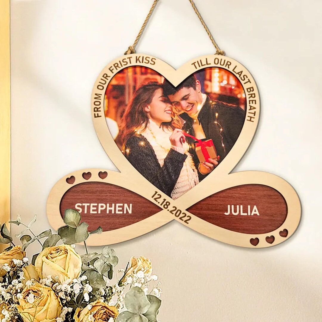 Couple Kissing Infinity Hearts Hanging Personalized 2-layer