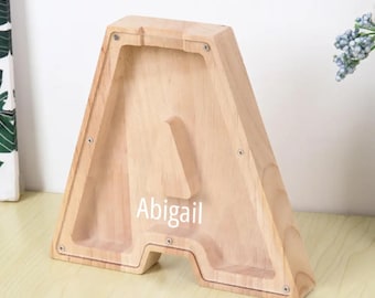 Piggy Bank For Kids, Customized Wooden Letter Piggy Bank, Wooden Money Box With Custom Name, Alphabet Money Box, Personalized Toddlers Bank