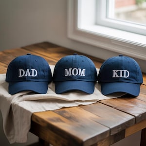 Matching Family Embroidered Hats – Custom Wash Hat or Baseball Cap for Dad, Mom & Kid, Perfect Family Outfit, Gift for Parents and Children