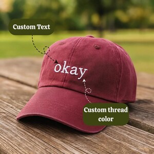 Custom Embroidered Hat – Personalized Text Baseball Cap or Washed Dad Hat, Adjustable Cap with Custom Thread Color, Gift for Him or Her