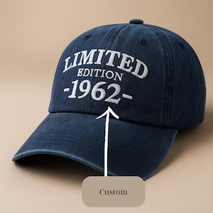 Custom Year Embroidered Hat – Limited Edition Wash Hat or Baseball Cap, Personalized Birthday Gift for Men, Women, Him or Her