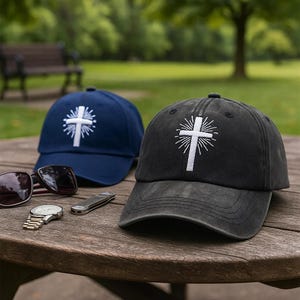 Christian Cross Embroidered Hat – Faith Wash Hat or Baseball Cap for Men & Women, Religious Gift, Inspirational Christian Apparel