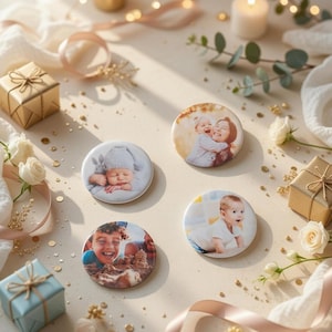 Personalized Round Photo Magnet – Wedding Gift, Birthday Gift, Baby Gift | Custom Photo Magnet Wedding Gift | Refrigerator Magnet image 16