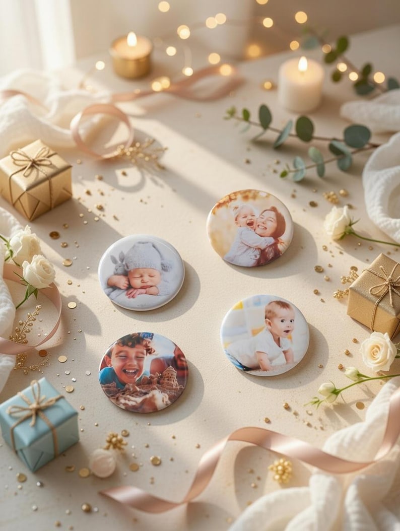 Personalized Round Photo Magnet – Wedding Gift, Birthday Gift, Baby Gift | Custom Photo Magnet Wedding Gift | Refrigerator Magnet image 16