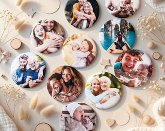 Personalisierter Fotomagnet Rund – Geschenk Hochzeit Geburtstag Baby | Custom Photo Magnet Wedding Gift | Kühlschrankmagnet