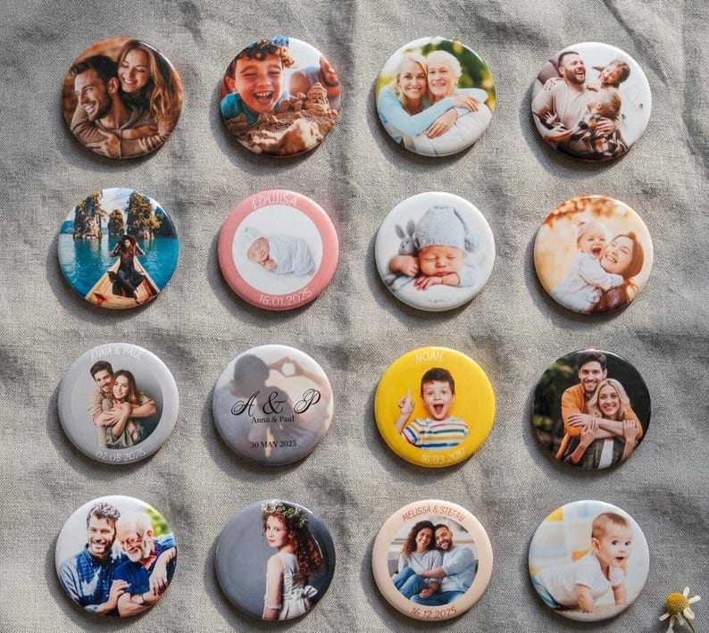 Personalized Round Photo Magnet – Wedding Gift, Birthday Gift, Baby Gift | Custom Photo Magnet Wedding Gift | Refrigerator Magnet image 4