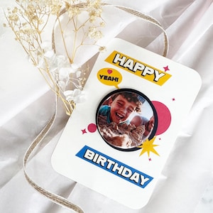Cartão de aniversário com ímã de foto - Cartão personalizado para ocasiões especiais, presente exclusivo para crianças aniversariantes