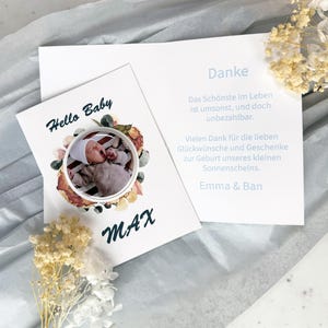Tarjeta de nacimiento única con imán de foto: recuerdo personalizado para el nacimiento con el texto y la foto que desees