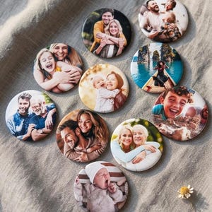 Personalized Round Photo Magnet – Wedding Gift, Birthday Gift, Baby Gift | Custom Photo Magnet Wedding Gift | Refrigerator Magnet image 1
