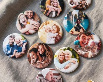 Personalisierter Fotomagnet Rund – Geschenk Hochzeit Geburtstag Baby | Custom Photo Magnet Wedding Gift | Kühlschrankmagnet