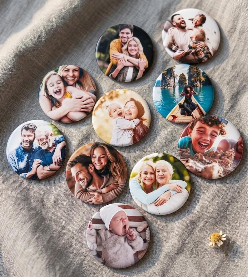 Personalized Round Photo Magnet – Wedding Gift, Birthday Gift, Baby Gift | Custom Photo Magnet Wedding Gift | Refrigerator Magnet image 1