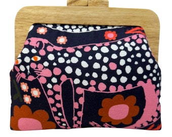 Wooden frame clutch, clutch purse,Australian design, Australian surface design, leopard