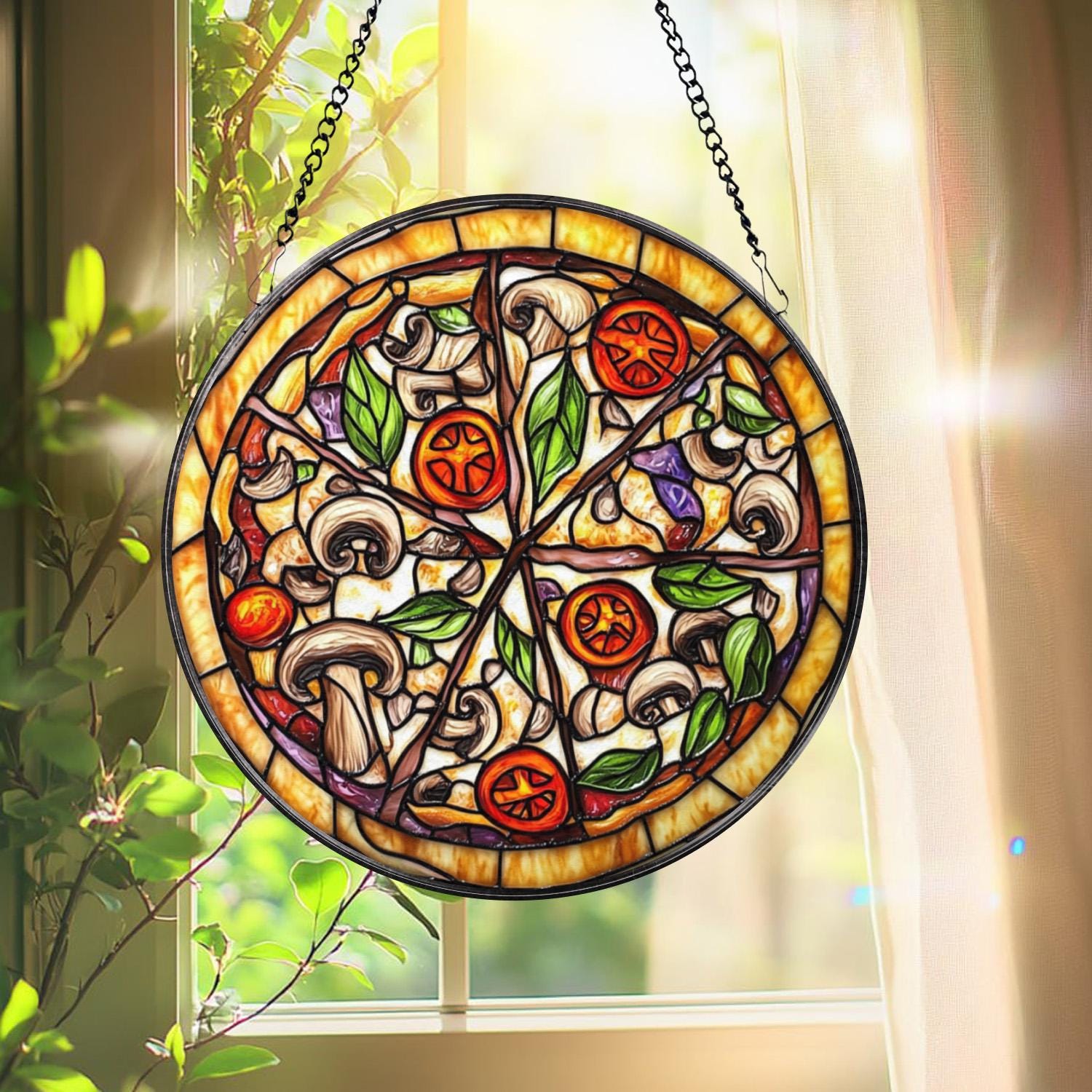 15680F ジナー Sinar ピントグラス スクリーンバック 4×5 シノゴ Pizza Stained Glass Suncatcher: Foodie Kitchen Window Decor - Etsy