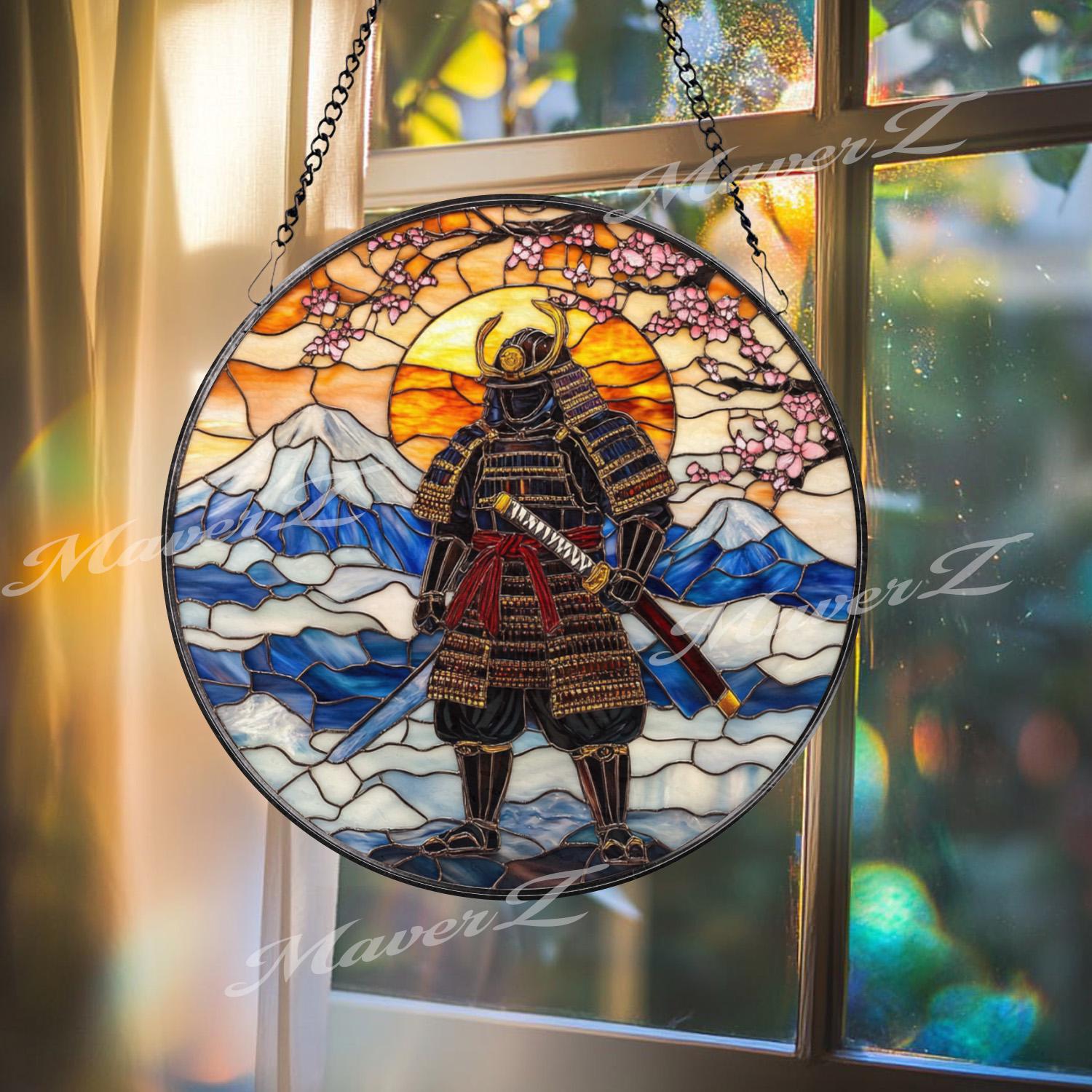 Samurai Suncatcher: Mount Fuji Stained Glass Window Hanging - Etsy