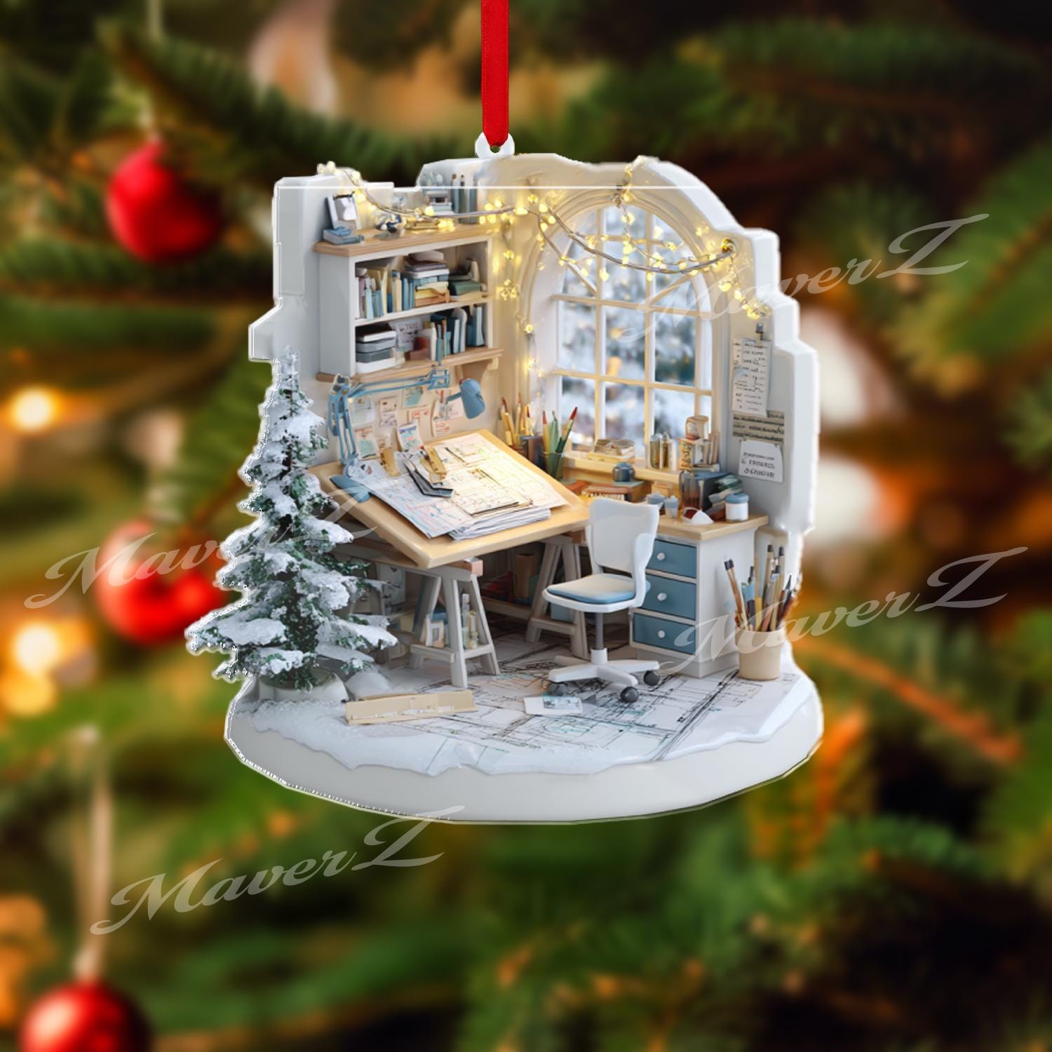36 Creative Christmas Decor Ideas to Transform Your Space: Festive Hacks You'll Love 4 Architect Studio Christmas Ornament, 2D Winter Design Desk Decor,…