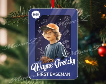 Personalized Baseball Ornament, Christmas Baseball Ornament, Ornament For Boy, Custom Baseball Player Holiday Gift, Gift For Baseball Lovers