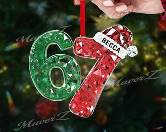 Funny Teen Slang Ornament 67, Custom Name Christmas Ornament for Teens, Gen Z Meme Ornament, Cool Boy Gift, 2025 Trend Ornament