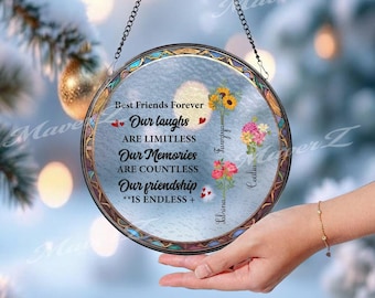 Best Friends Forever - An Old Friend Stained Glass Suncatcher, Personalized Friendship Gift, Best Friend, Long Distance Bestie Gift
