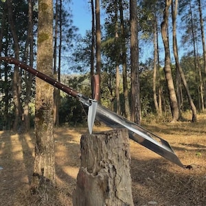 Custom Handmade Carbon Steel Blade Long Machete Sword | Hunting Sword Camping with leather Sheath