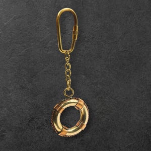 Brass Lifebuoy Maritime Keychain: Nautical Keyring Gift