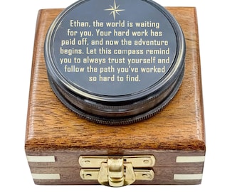 Personalised Graduation Poem Compass Gift: Engraved Gunmetal Compass