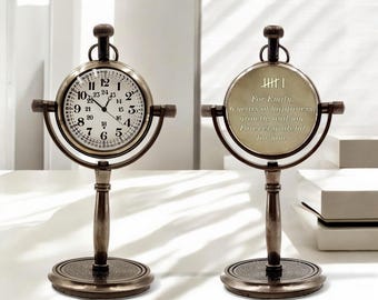 Personalised 6th Anniversary Desk Clock: Engraved Bronze Gift