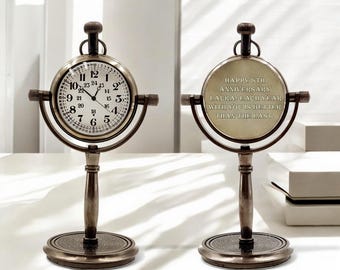 Personalized 8th Anniversary Bronze Desk Clock: Engraved Gift with Tally Marks