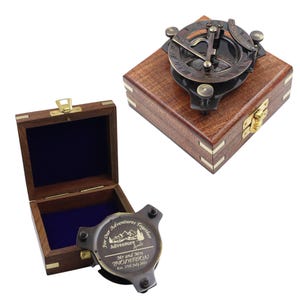 Engraved 3-Inch Black Sundial Compass Anniversary Gift for Him | Custom Anniversary Gift for Husband | Personalised Working Sundial Compass