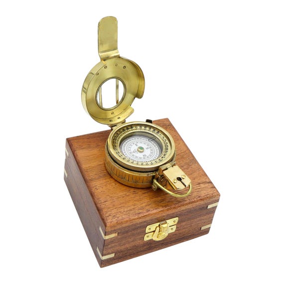Personalised British Prismatic Military Brass Compass