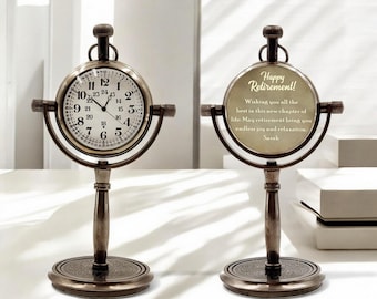 Personalised Bronze Retirement Desk Clock - Engraved Desk Gift