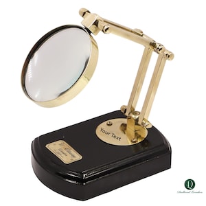Personalised Desktop Magnifying Glass with Black Wood Stand