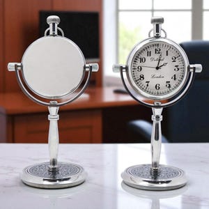 Personalised Silver Colour Desk Clock with Your Quote