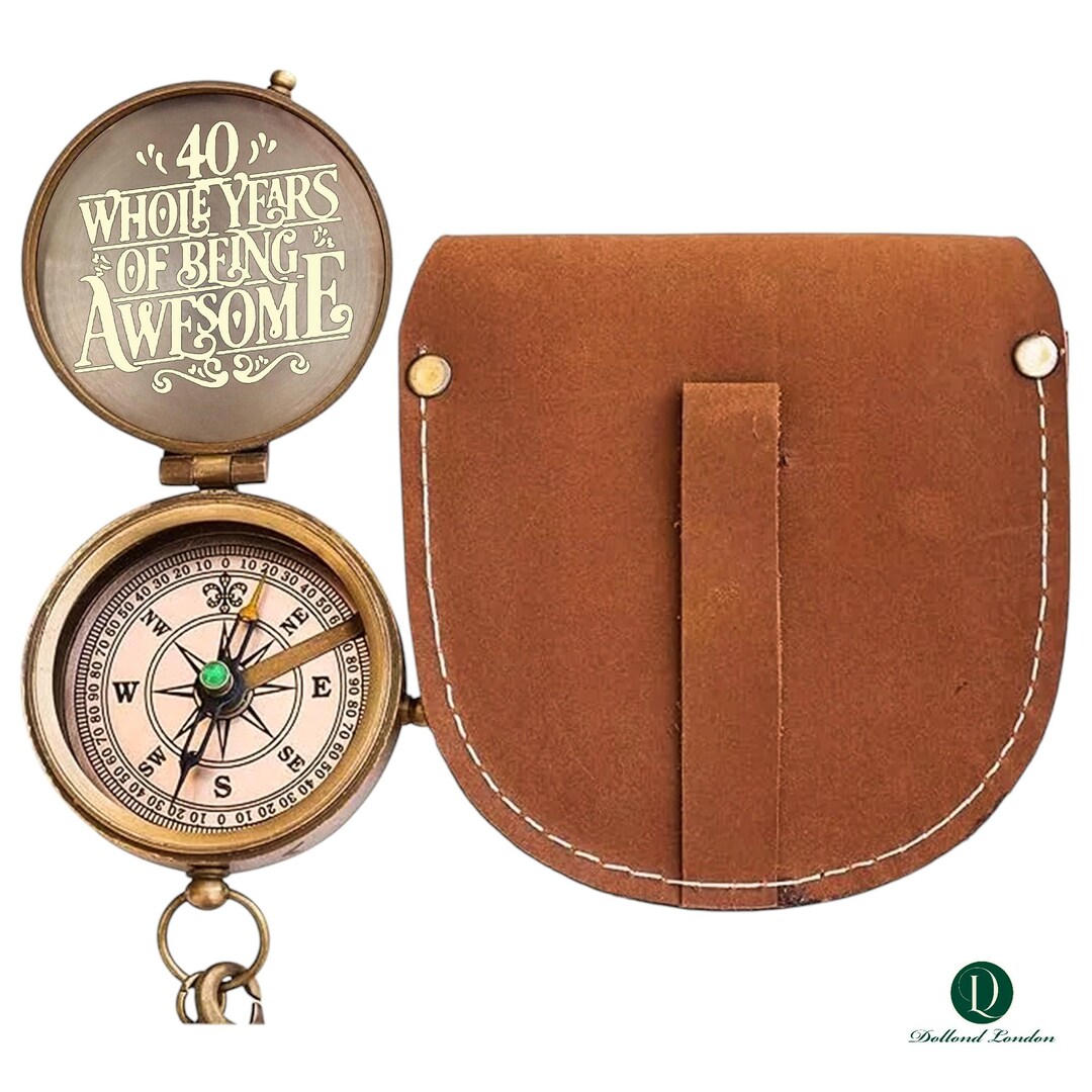Personalised 40th Milestone Birthday Compass With Leather Case - Etsy