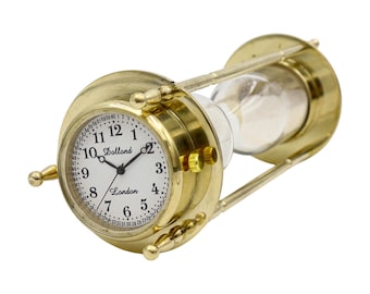 Personalisierte Messing Sanduhr mit Uhr und Kompass